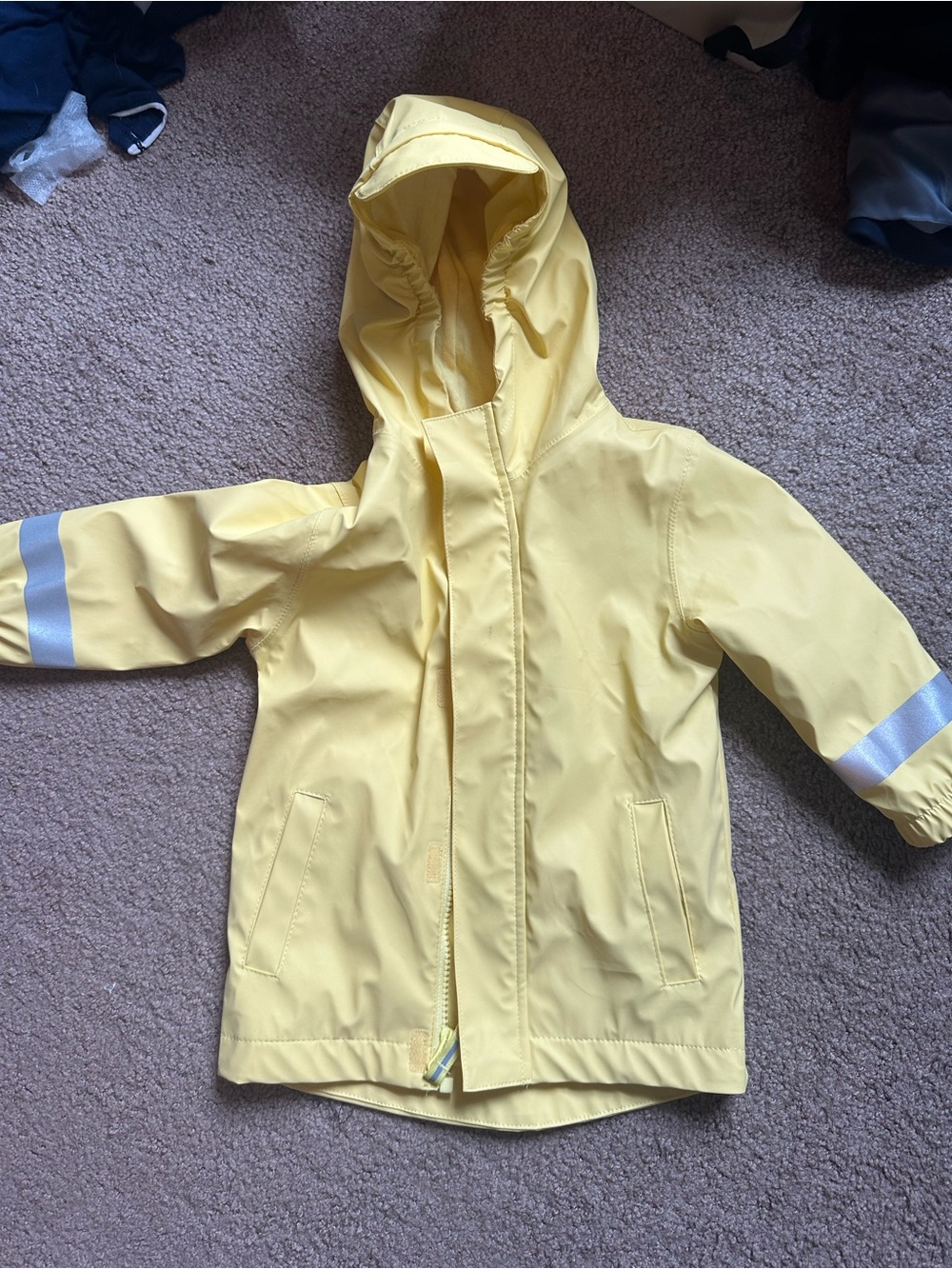 Cat & Jack Yellow Hooded Kids' Raincoat with Reflective Sleeve Bands
